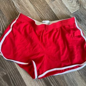 red with white stripe soffe  shorts